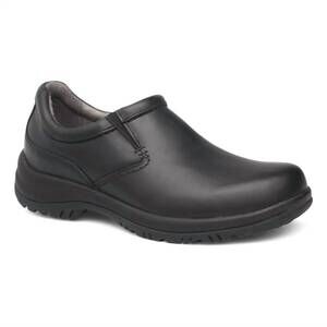 NEW DANSKO men wynn slip on leather shoes in black smooth